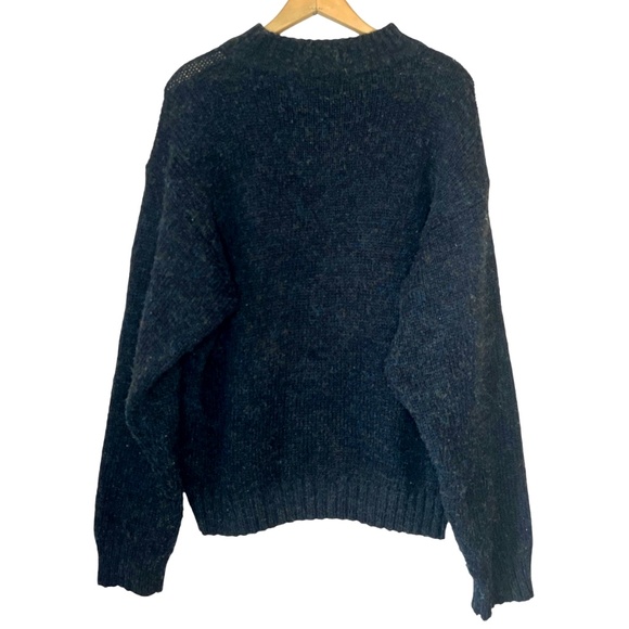 Vintage Concrete Mix Turquoise Aztec Pattern Acrylic Textured Mock Neck Sweater - Picture 2 of 8